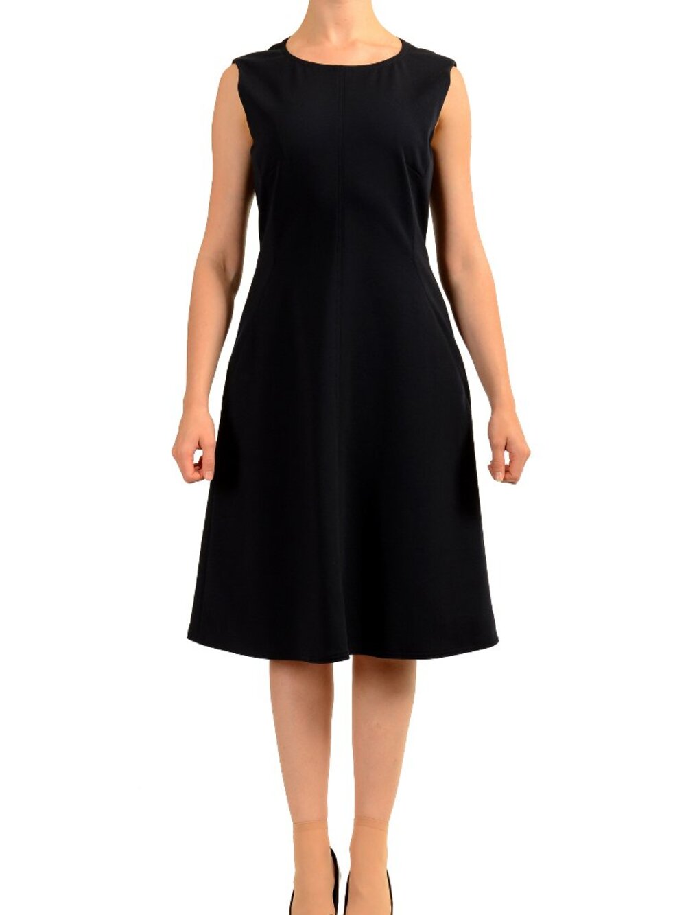 Hugo Boss Women's "Dandrow" Navy Blue Crew Neck A-Line Dress US 4 IT 40
